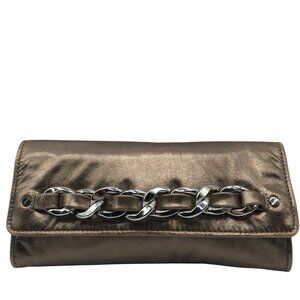 Michael Kors Metallic Light Gold Leather Chain Clutch